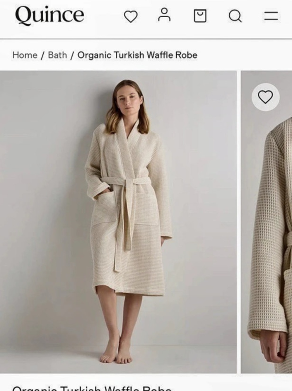 Quince Organic Turkish Waffle Robe Cream Large